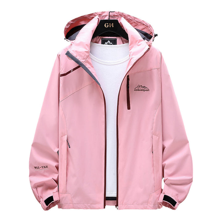 Damen Leichte Wasserabweisende Outdoorjacke mit Kapuze, Brustreißverschluss und verstellbaren Bündchen Echoarchiv