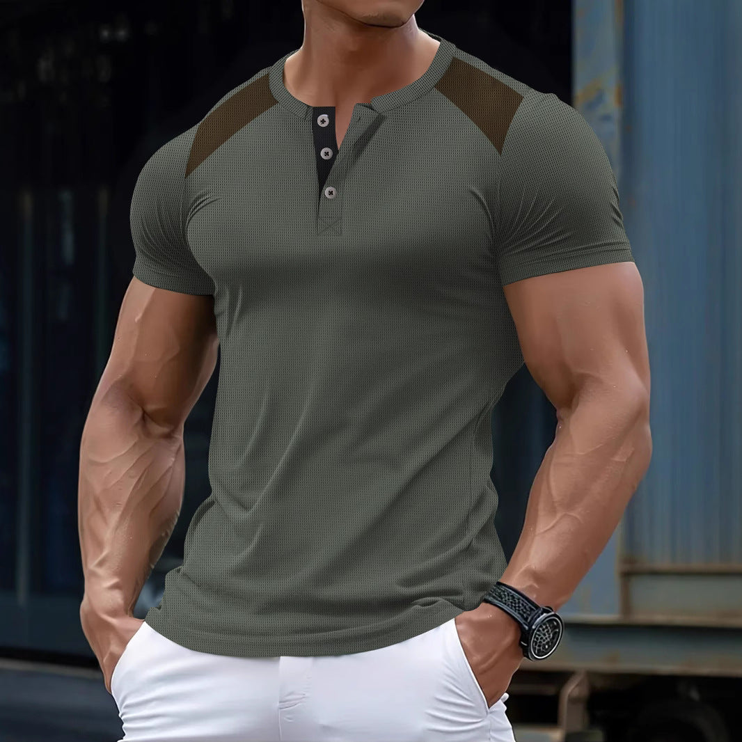 Herren Freizeit Henley-Shirt mit Mesh-Details Echoarchiv