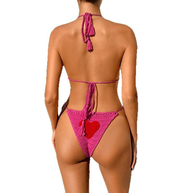 Damen Häkel-Bikini-Set mit Herz-Motiv und anpassbarem Trägersystem Echo Archiv