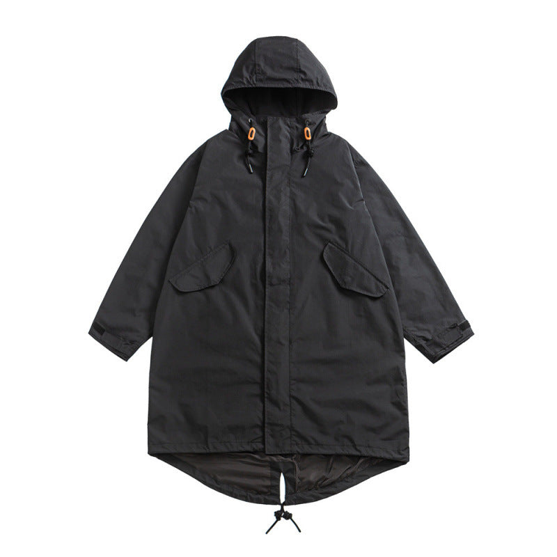 Unisex Oversize Wind- und Wasserdichter Parka mit Kapuze und Fischschwanz-Saum Echo Archiv
