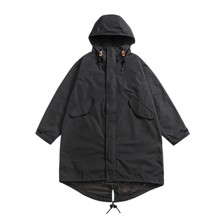 Unisex Oversize Wind- und Wasserdichter Parka mit Kapuze und Fischschwanz-Saum Echo Archiv