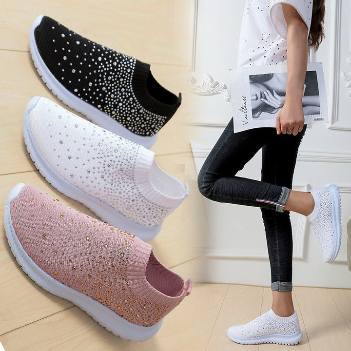 Damen Elastischer Slip-On Strick-Sneaker mit Strassbesatz Echo Archiv