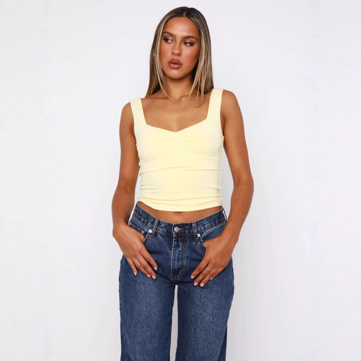 Damen figurbetontes Crop-Top mit breiten Trägern und V-Ausschnitt Echo Archiv