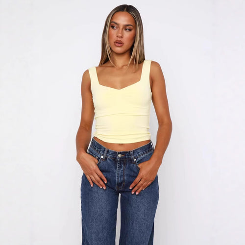 Damen figurbetontes Crop-Top mit breiten Trägern und V-Ausschnitt Echo Archiv