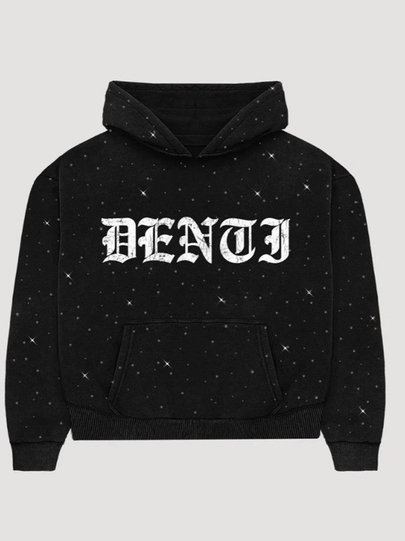 Damen nan weite Sweathose mit Sternenallover, Gothic-Logoprint, elastischem Bund und Eingrifftaschen Echo Archiv