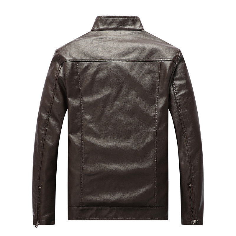 Herren Kunstlederjacke im Fieldstil mit Stehkragen, Schulterpatten und Brustklappentaschen – Taviero