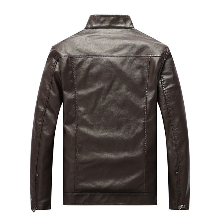 Herren Kunstlederjacke im Fieldstil mit Stehkragen, Schulterpatten und Brustklappentaschen – Taviero