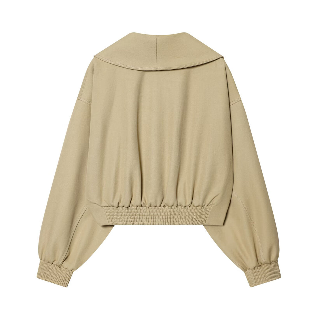 Damen Cropped-Wickeljacke mit großem Schalkragen, Gürtel und Ballonärmeln Echo Archiv