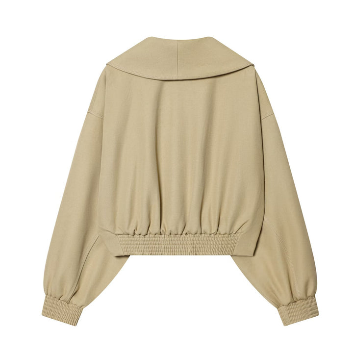 Damen Cropped-Wickeljacke mit großem Schalkragen, Gürtel und Ballonärmeln Echo Archiv