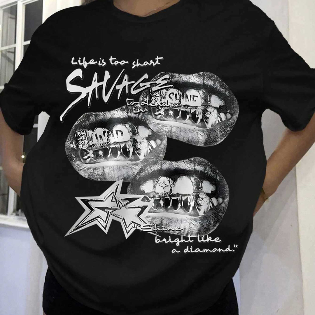 Damen T-Shirt mit kreativem Grafikdesign und urbanem Statement Echo Archiv
