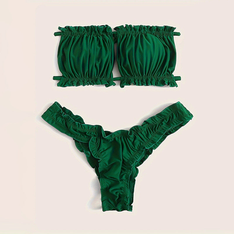 Damen Bandeau-Bikini mit gerafftem Design und Seitenschnürung Echo Archiv