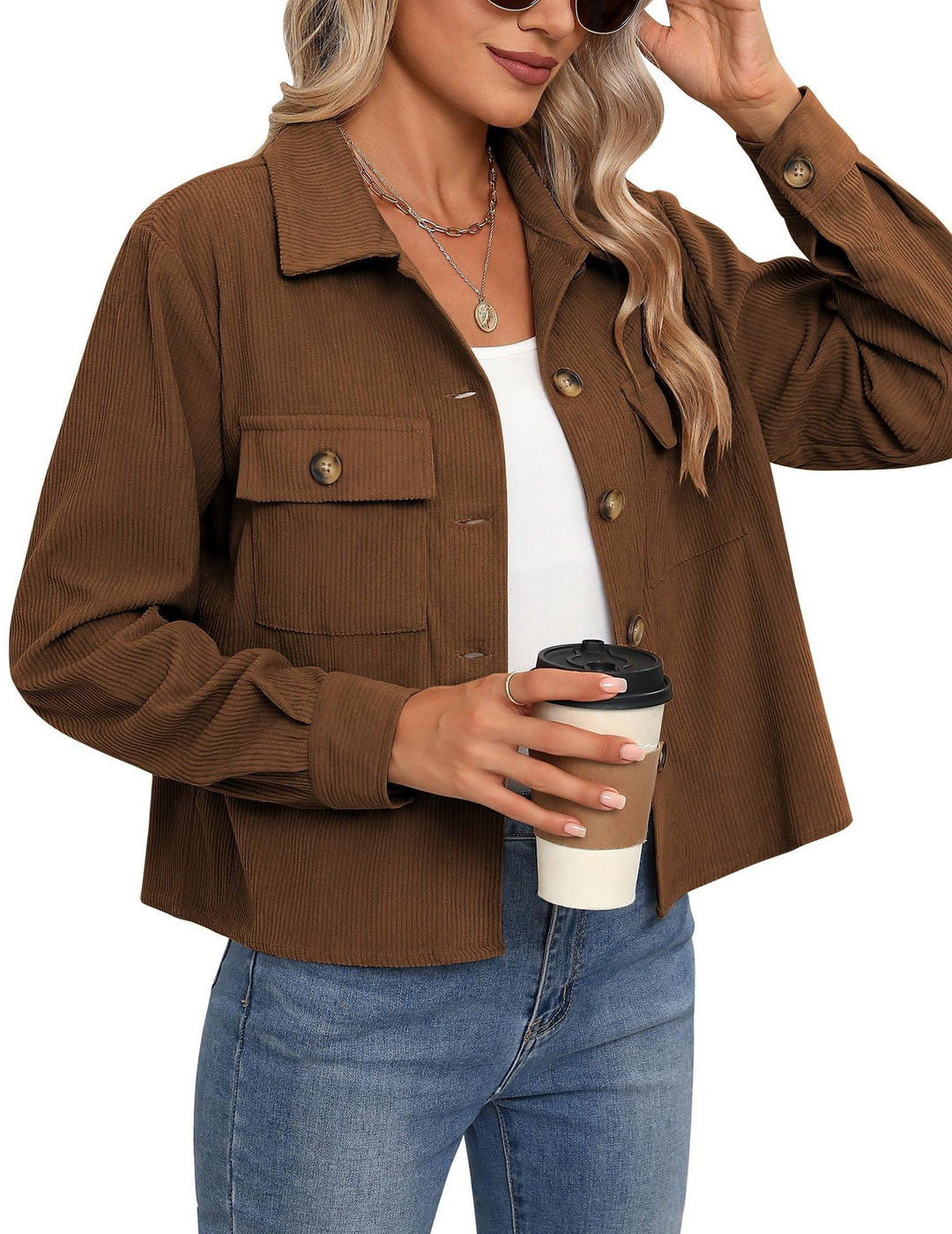 Damen Cordjacke mit zwei Brusttaschen Echoarchiv