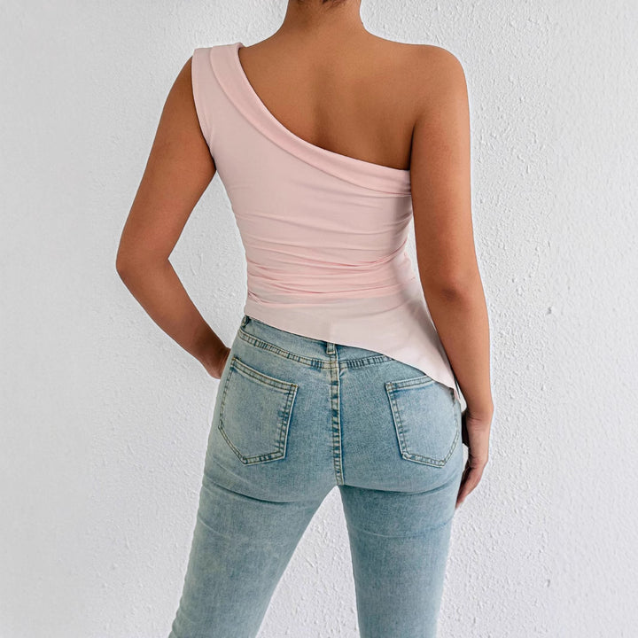 Damen asymmetrisches Top mit schulterfreiem Design und eleganter Drapierung Echo Archiv