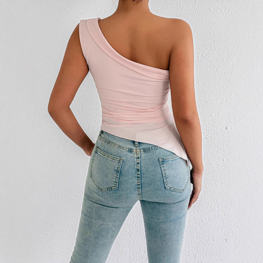 Damen Elegantes asymmetrisches Top mit einem Schulterdesign Echo Archiv