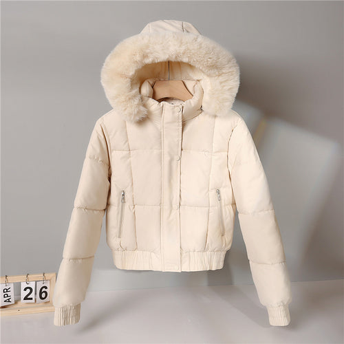 Damen nan gesteppte Bomberjacke mit Kapuze und Kunstfellbesatz Echo Archiv
