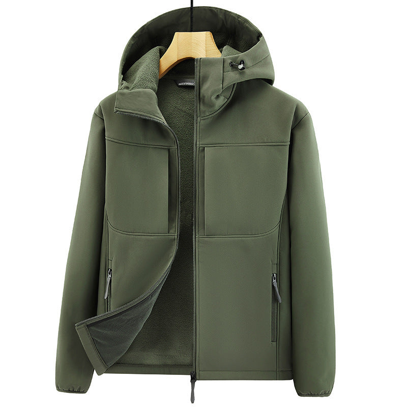Herren Thermo-Softshelljacke mit Sherpa‑Futter, Kapuze und verdeckten Reißverschlusstaschen Echo Archiv