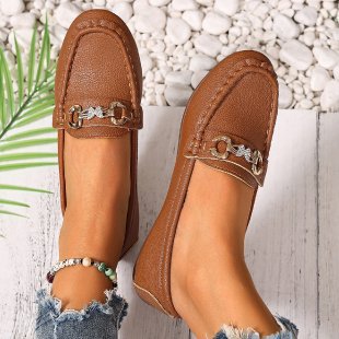 Damen elegante Mokassin-Slipper mit Zierkettchen und gepolstertem Komfortfußbett Echo Archiv