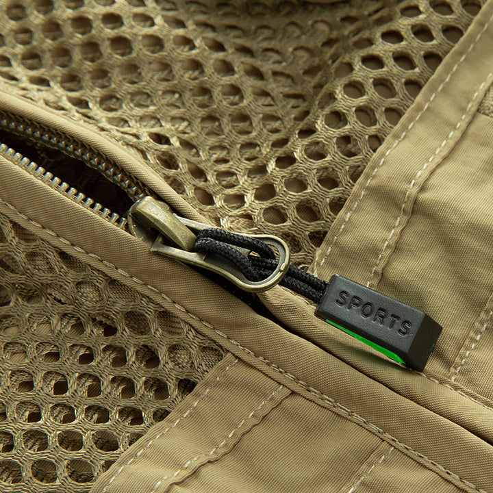 Herren Leichte Mesh-Utility-Weste mit vielen Reißverschluss- und Klapptaschen für Outdoor und Fotografie Echoarchiv