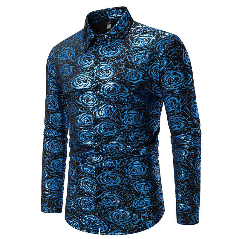 Herren Langarmhemd mit floralem Gold-Design Echoarchiv