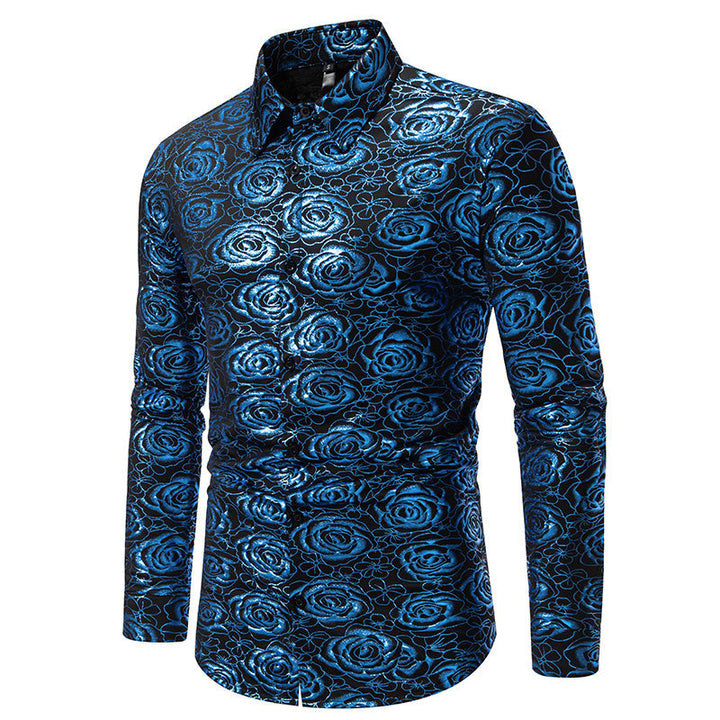 Herren Langarmhemd mit floralem Gold-Design Echoarchiv