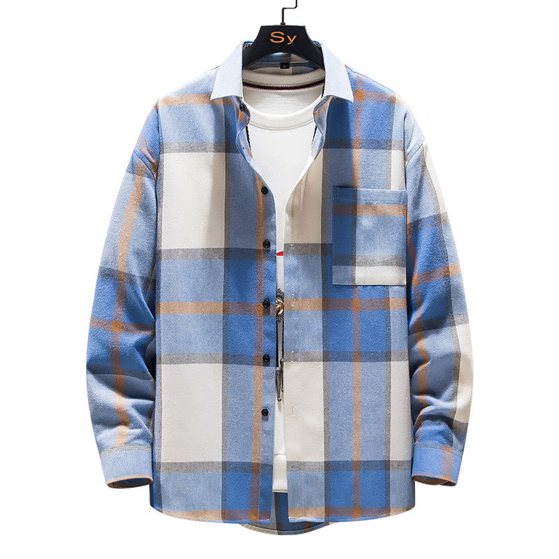 Herren nan karierte Flanell-Hemdjacke im Oversize-Schnitt mit aufgesetzter Brusttasche Echo Archiv