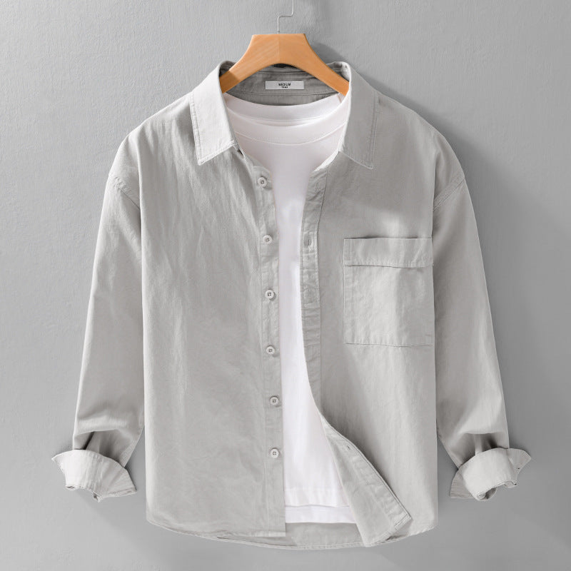 Herren Baumwoll-Overshirt im Relaxed-Fit mit aufgesetzter Brusttasche Echoarchiv