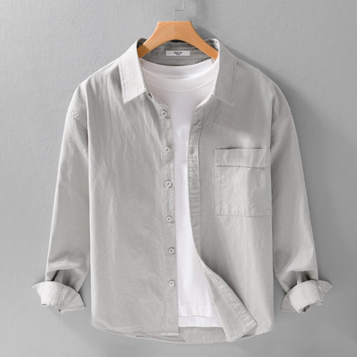 Herren Baumwoll-Overshirt im Relaxed-Fit mit aufgesetzter Brusttasche Echoarchiv