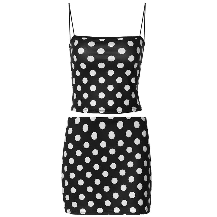 Damen Verspieltes Polka-Dots Mini-Kleid mit Rüschensaum und schmalen Trägern Echo Archiv