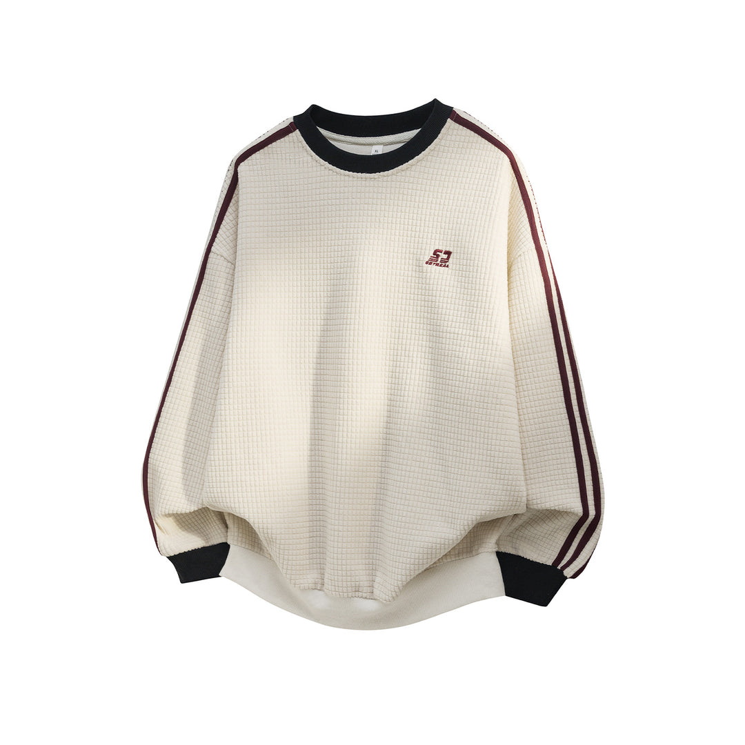Unisex Oversize Sweatshirt mit Waffelstruktur, Kontraststreifen an Ärmeln und gerippten Bündchen Echo Archiv