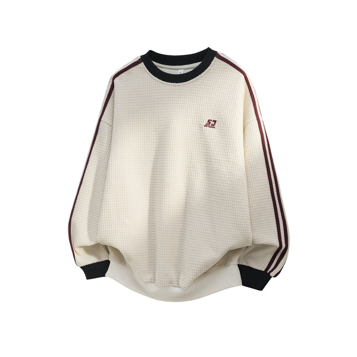 Unisex Oversize Sweatshirt mit Waffelstruktur, Kontraststreifen an Ärmeln und gerippten Bündchen Echo Archiv