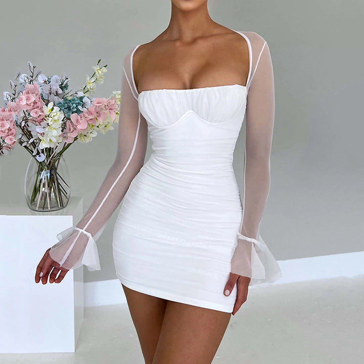 Damen Mini-Kleid mit transparenten Ärmeln und raffiniertem Schnitt Echo Archiv
