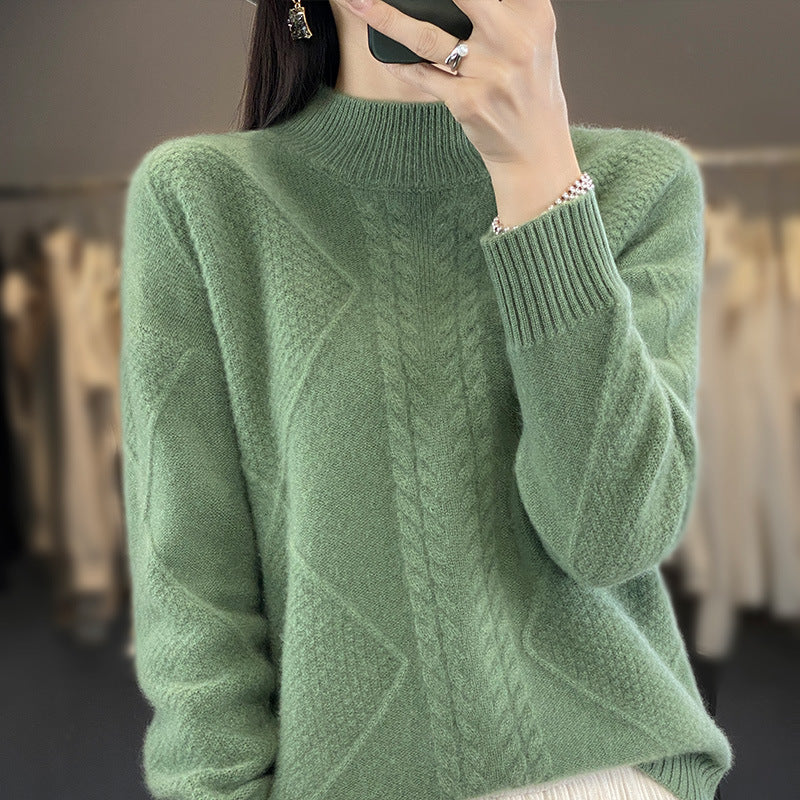 Damen Weicher Zopfstrick-Mockneckpullover mit Strukturpatches und flauschiger Mohair-Optik Echoarchiv