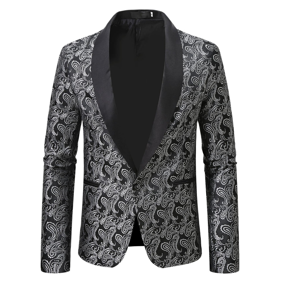 Herren eleganter Smoking-Blazer mit floralem Jacquard-Muster Echoarchiv