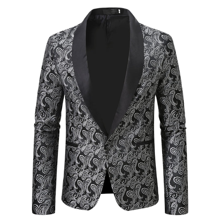 Herren eleganter Smoking-Blazer mit floralem Jacquard-Muster Echoarchiv
