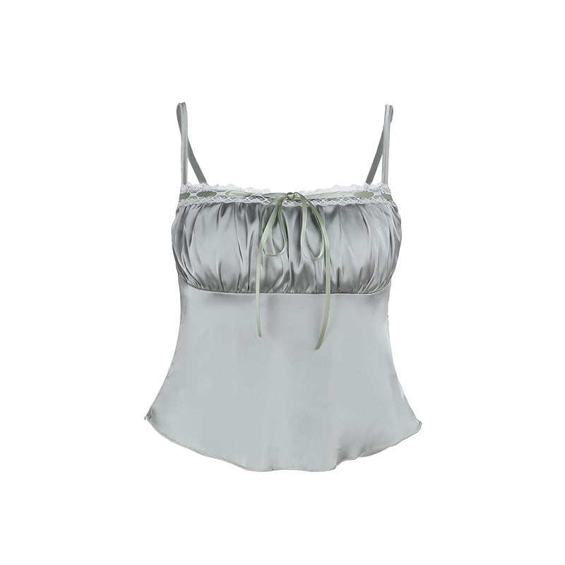 Damen elegantes Satin-Cami-Top mit Spitze und verstellbaren Trägern Echo Archiv