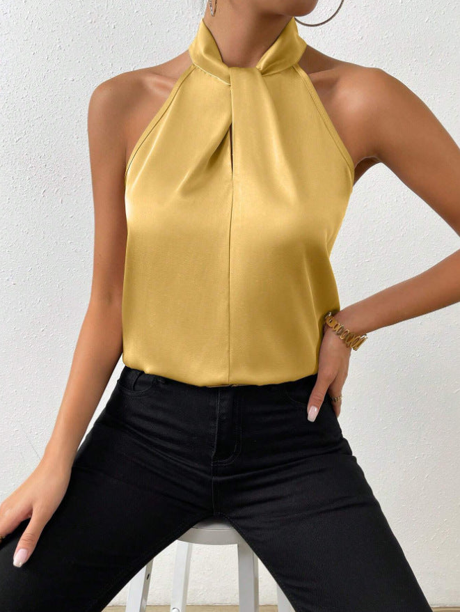 Echoarchiv | Damen Knoten Hals Stil Top Seide