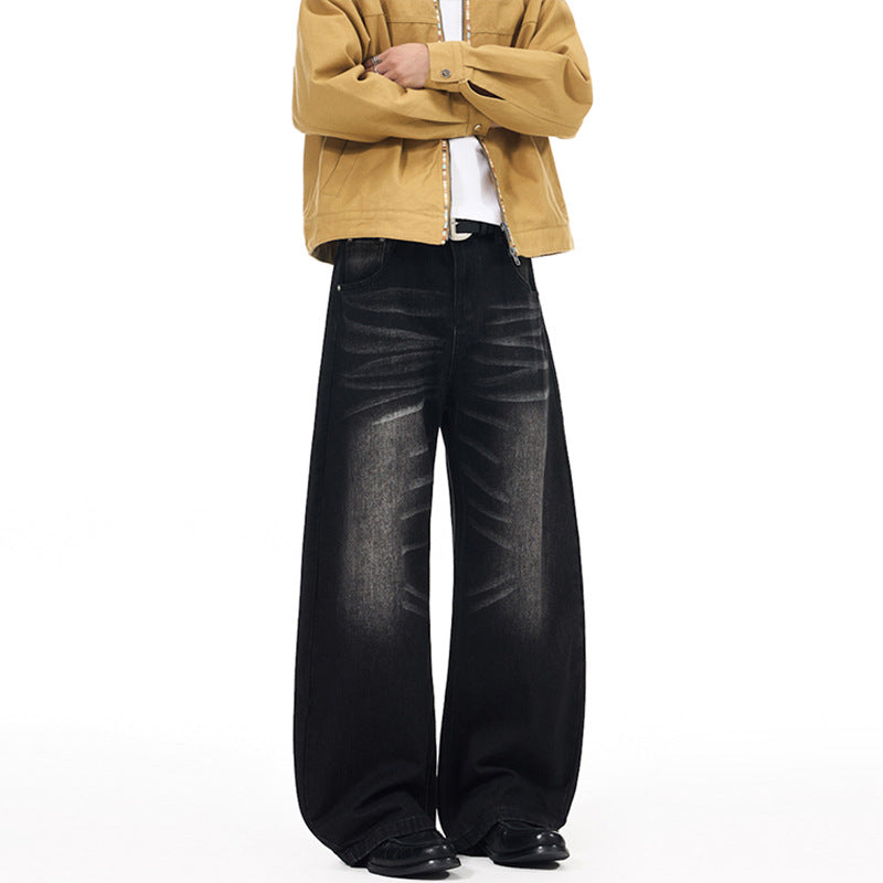 Herren Extrabreite Palazzo-Denim-Jeans mit tiefem Schritt und Used-Effekt Echo Archiv