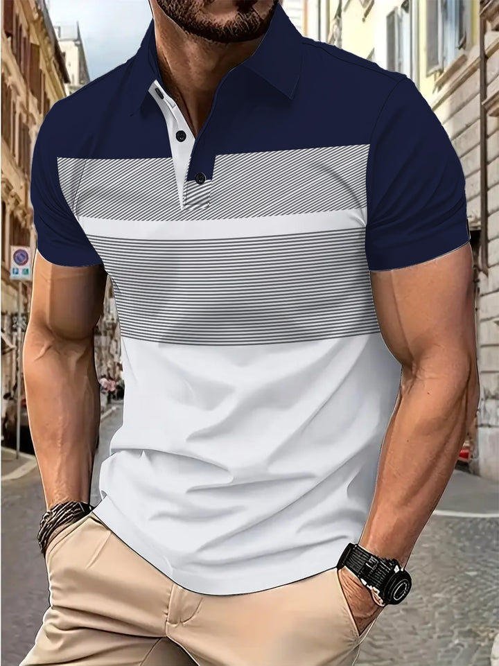 Herren Poloshirt mit modernem grafischen Muster Echoarchiv