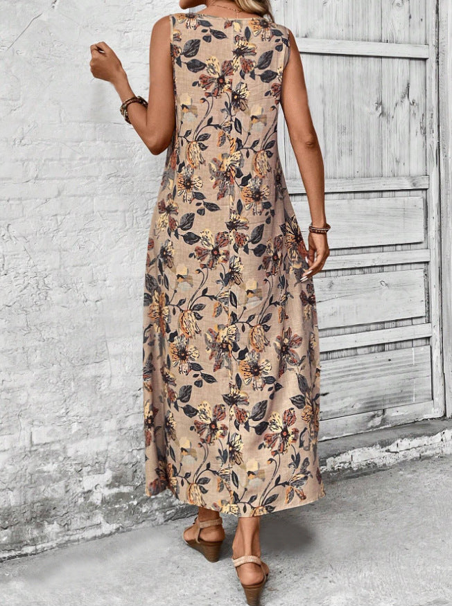Damen Langes Sommerkleid mit floralem Muster und elegantem Schnitt Echo Archiv