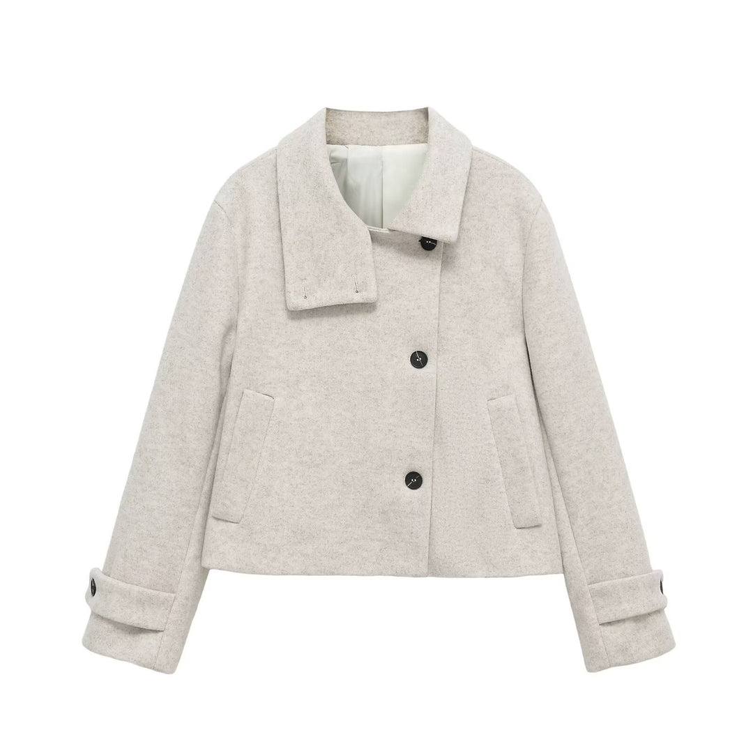 Damen Kurze Wollmischjacke mit Umschlagkragen, Kastenform und verstellbaren Manschetten Echo Archiv