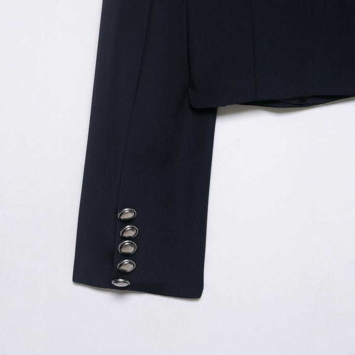 Damen Cropped militärinspirierte Kurzjacke mit Stehkragen und Zierkordeln Echoarchiv