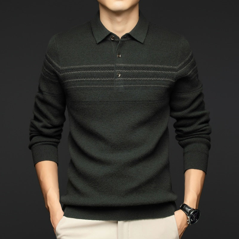 Herren stilvoller Strickpullover mit modernem Kragen und feiner Struktur Echoarchiv