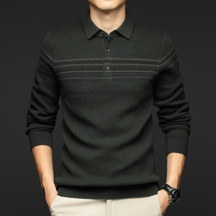 Herren stilvoller Strickpullover mit modernem Kragen und feiner Struktur Echoarchiv