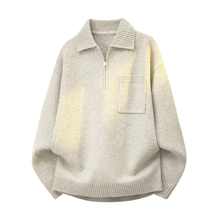 Damen Oversize-Strickpullover mit Halbzip, Rippkragen und Brusttasche Echoarchiv