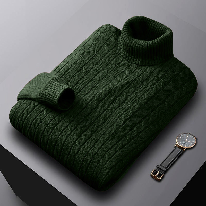 Herren nan grob gestrickter Rollkragenpullover mit Zopfmuster und wärmender Strickstruktur Echo Archiv