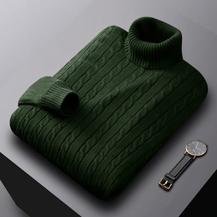 Herren nan grob gestrickter Rollkragenpullover mit Zopfmuster und wärmender Strickstruktur Echo Archiv