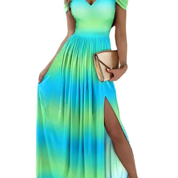 Damen Maxikleid mit Schulterträgern und elegantem Schlitz Echoarchiv