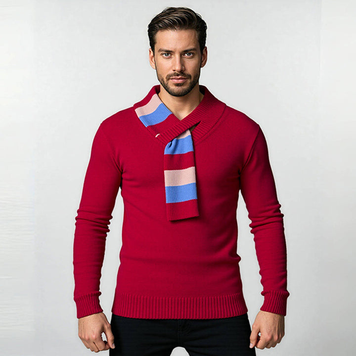Herren eleganter Pullover mit modernem V-Ausschnitt und feinen Rippdetails Echoarchiv