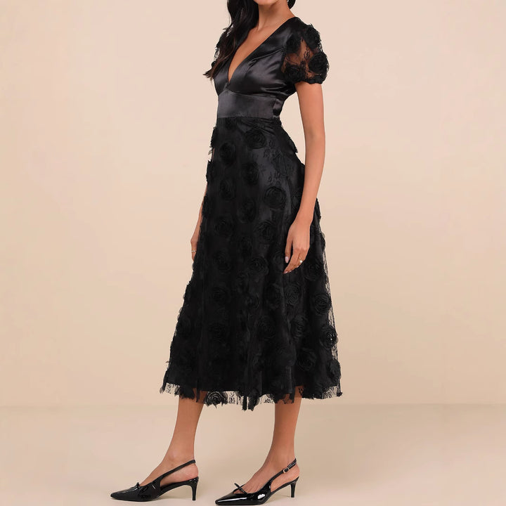 Damen Elegantes Maxikleid mit floralem Spitzenbesatz Echo Archiv