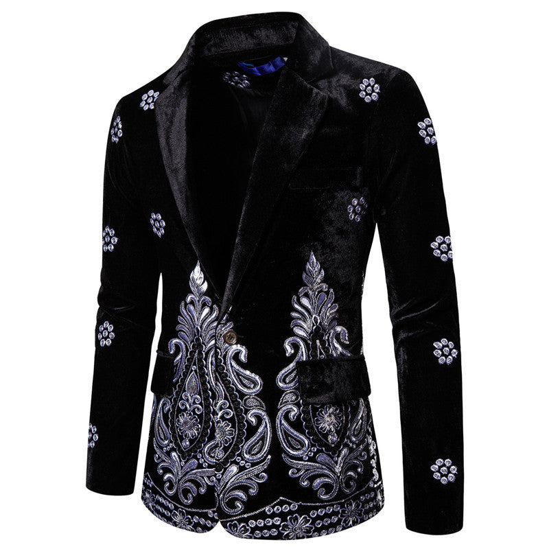 Herren eleganter Samtblazer mit opulenter Stickerei Echoarchiv